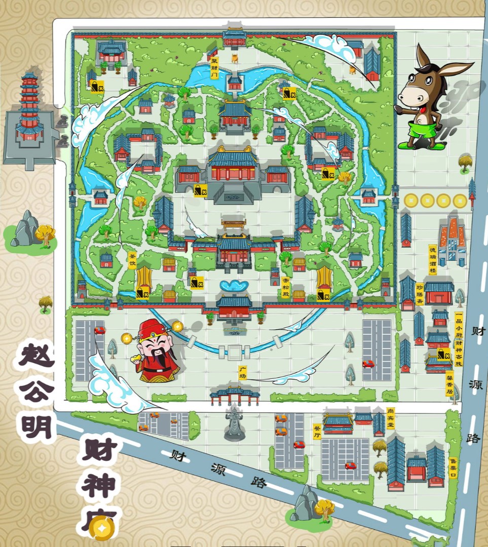 淄川寺庙类手绘地图